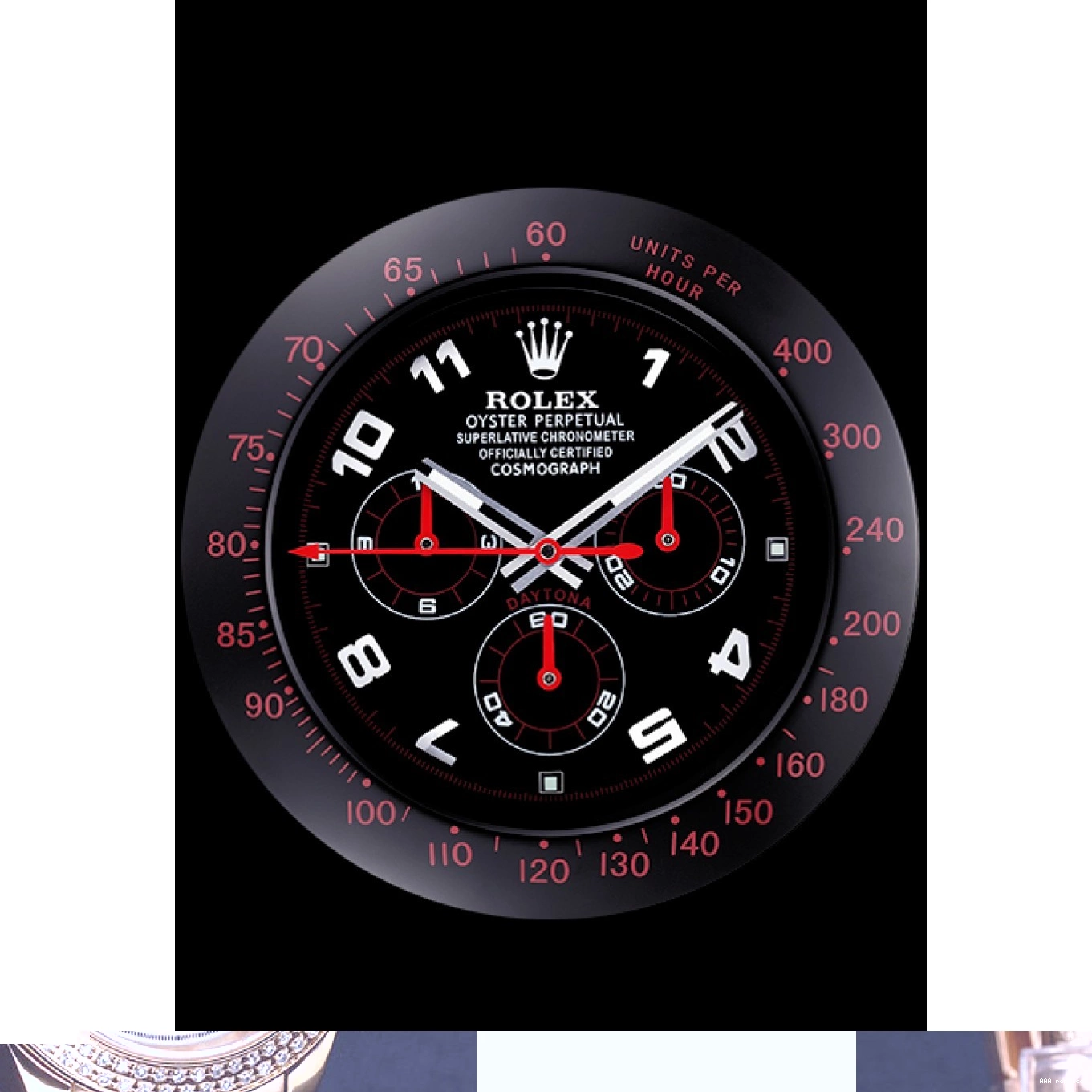 Aaa fake watches Cosmograph 621908 Clock Wall Black-Red Daytona Rolex 0727